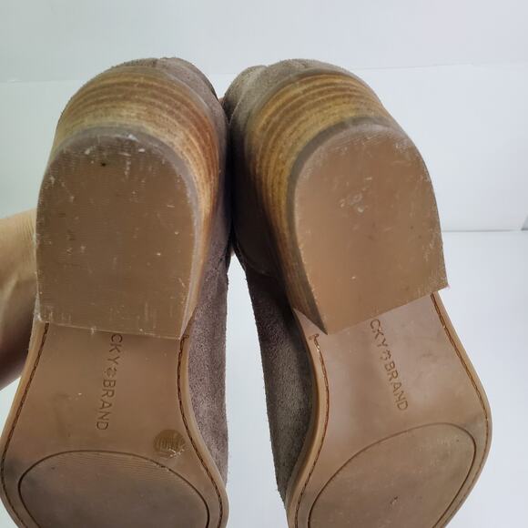 Lucky Brand Boots Womens 6.5 M Fahmida Casual Ankle Bootie Taupe Suede Heels - Picture 12 of 13